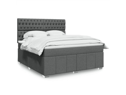 vidaXL Box spring postel s matrací tmavě šedá 180x200 cm textil