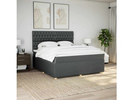 vidaXL Box spring postel s matrací tmavě šedá 180x200 cm textil