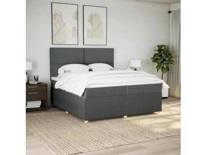 vidaXL Box spring postel s matrací tmavě šedá 200x200 cm textil