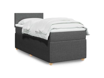 vidaXL Box spring postel s matrací tmavě šedá 90x200 cm textil