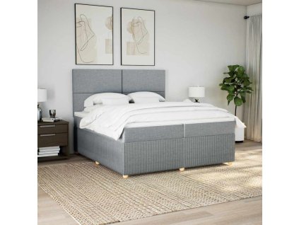 vidaXL Box spring postel s matrací světle šedá 200 x 200 cm textil