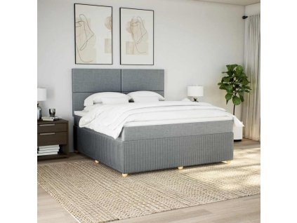 vidaXL Box spring postel s matrací světle šedá 180 x 200 cm textil