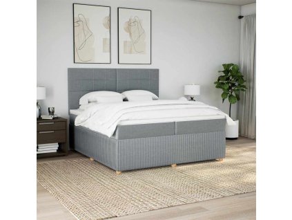 vidaXL Box spring postel s matrací světle šedá 200 x 200 cm textil