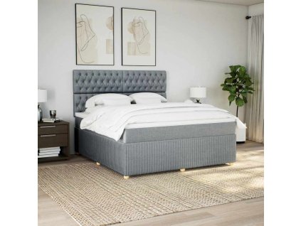 vidaXL Box spring postel s matrací světle šedá 180 x 200 cm textil