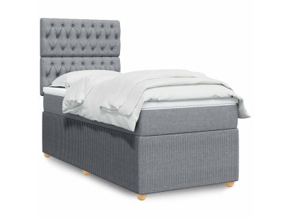 vidaXL Box spring postel s matrací světle šedý 100 x 200 cm textil