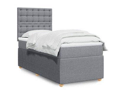 vidaXL Box spring postel s matrací světle šedý 100 x 200 cm textil