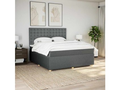 vidaXL Box spring postel s matrací tmavě šedá 180x200 cm textil