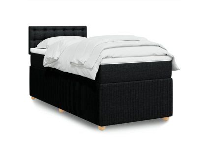 vidaXL Box spring postel s matrací černá 100 x 200 cm textil