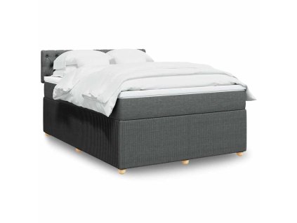 vidaXL Box spring postel s matrací tmavě šedý 140 x 190 cm textil