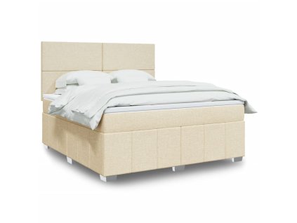 vidaXL Box spring postel s matrací krémová 180x200 cm textil