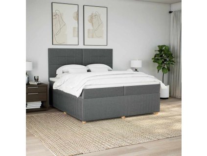 vidaXL Box spring postel s matrací tmavě šedá 200x200 cm textil