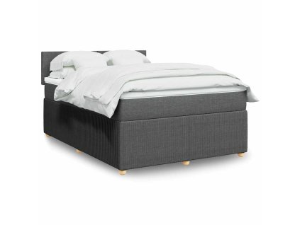 vidaXL Box spring postel s matrací tmavě šedý 140 x 190 cm textil