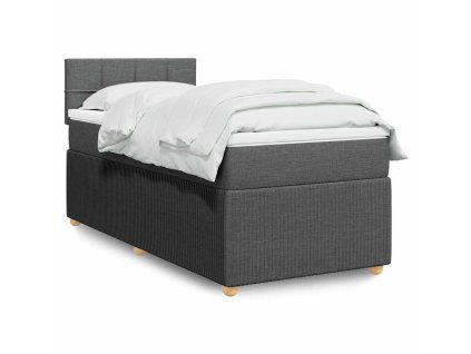 vidaXL Box spring postel s matrací tmavě šedá 80 x 200 cm textil