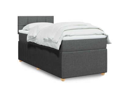 vidaXL Box spring postel s matrací tmavě šedá 90x200 cm textil
