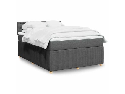 vidaXL Box spring postel s matrací tmavě šedý 140 x 190 cm textil