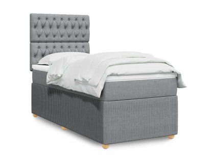 vidaXL Box spring postel s matrací světle šedá 90x200 cm textil