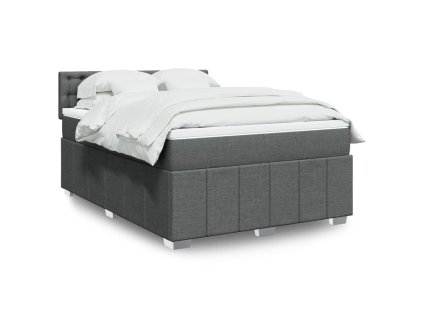 vidaXL Box spring postel s matrací tmavě šedá 160x200 cm textil