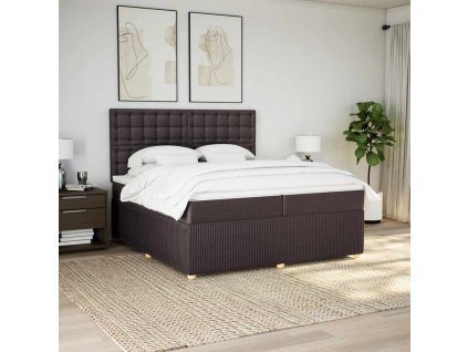 vidaXL Box spring postel s matrací tmavě hnědá 200x200 cm textil