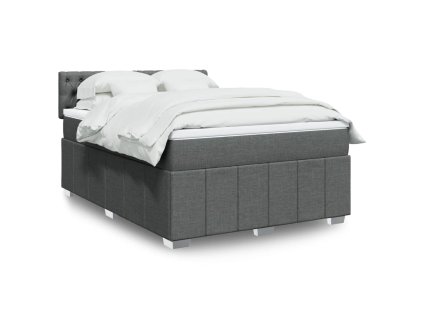 vidaXL Box spring postel s matrací tmavě šedá 160x200 cm textil