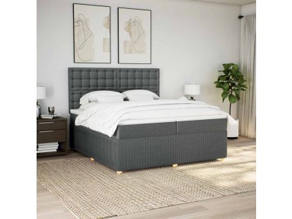 vidaXL Box spring postel s matrací tmavě šedá 200x200 cm textil