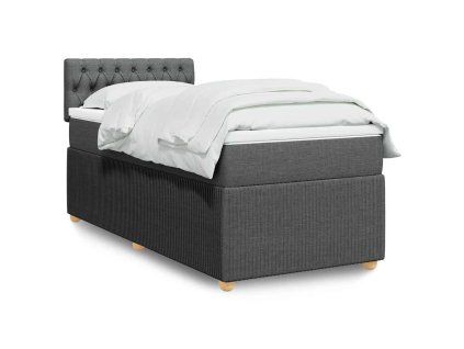 vidaXL Box spring postel s matrací tmavě šedá 80 x 200 cm textil
