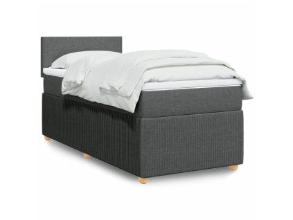 vidaXL Box spring postel s matrací tmavě šedá 80 x 200 cm textil