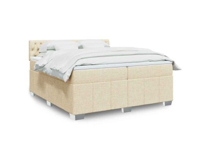 vidaXL Box spring postel s matrací krémová 200x200 cm textil