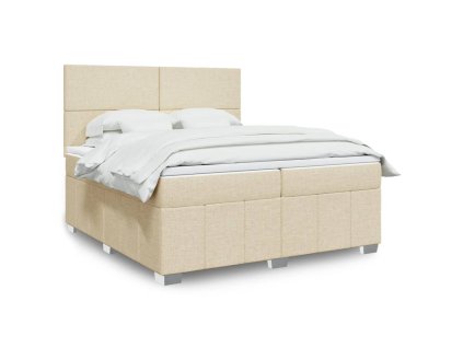 vidaXL Box spring postel s matrací krémová 200x200 cm textil