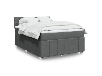 vidaXL Box spring postel s matrací tmavě šedá 140x200 cm textil