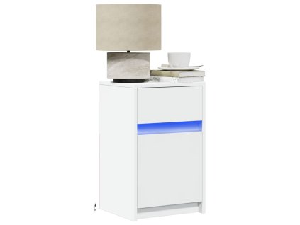 vidaXL Noční stolky s LED osvětlením 2 ks bílé kompozitní dřevo