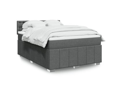 vidaXL Box spring postel s matrací tmavě šedá 140x200 cm textil