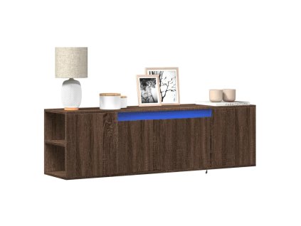 vidaXL Nástěnná TV skříňka s LED osvětlením hnědý dub 135x31x39,5 cm