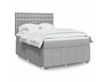 vidaXL Box spring postel s matrací světle šedá 140 x 200 cm textil