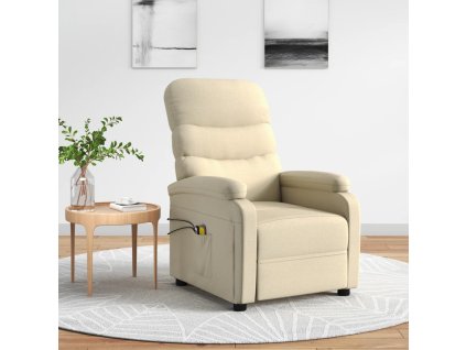 vidaXL Elektrické masážní křeslo krémové textil