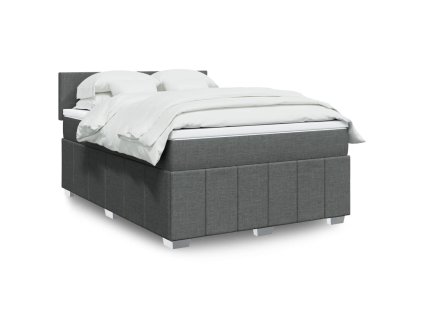 vidaXL Box spring postel s matrací tmavě šedá 140x200 cm textil