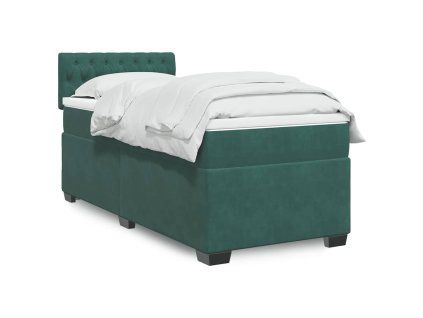 vidaXL Box spring postel s matrací tmavě zelená 80 x 200 cm samet