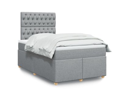 vidaXL Box spring postel s matrací světle šedá 120x190 cm textil