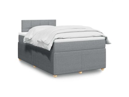 vidaXL Box spring postel s matrací světle šedá 120x190 cm textil