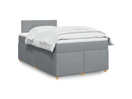 vidaXL Box spring postel s matrací světle šedá 120x190 cm textil