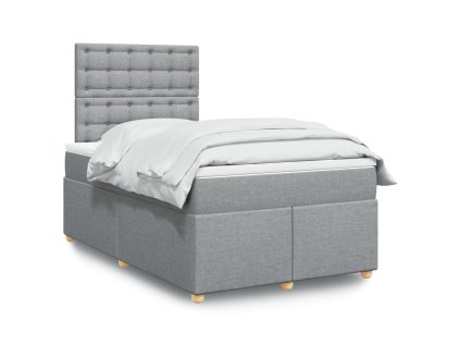 vidaXL Box spring postel s matrací světle šedá 120x190 cm textil