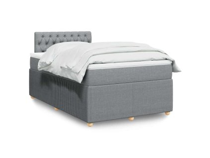 vidaXL Box spring postel s matrací světle šedá 120x190 cm textil