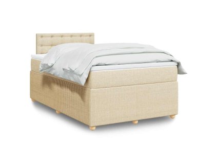 vidaXL Box spring postel s matrací krémová 120x190 cm textil