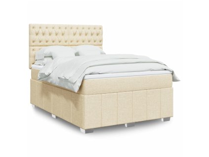 vidaXL Box spring postel s matrací krémová 140x200 cm textil