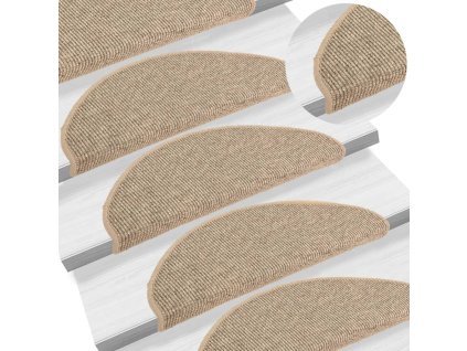 vidaXL Schodové rohože 15 ks 65 x 21 x 4 cm tmavě béžové, půlkulaté, velké