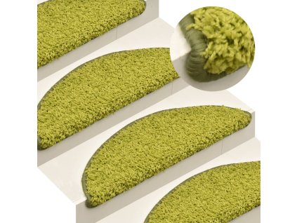 vidaXL Schodové rohože 15 ks 65 x 21 x 4 cm zelené, půlkulaté, velké