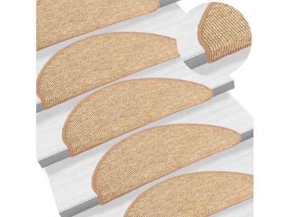 vidaXL Schodové rohože 15 ks 65 x 21 x 4 cm světle hnědé, půlkulaté, velké