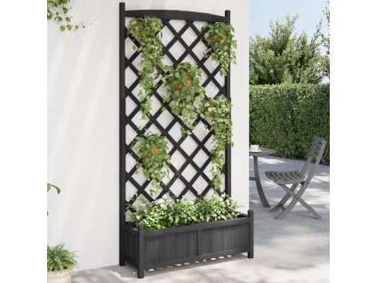 vidaXL Truhlík s treláží černý masivní jedlové dřevo