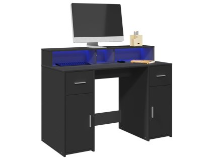 vidaXL Psací stůl s LED světly černý 120 x 55 x 91 cm kompozitní dřevo