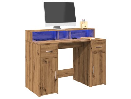 vidaXL Psací stůl s LED dub artisan 120 x 55 x 91 cm kompozitní dřevo