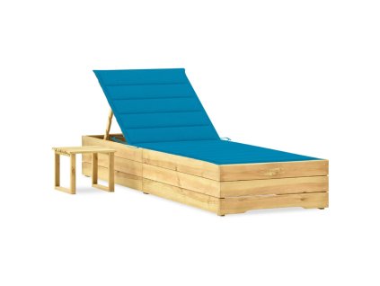 vidaXL Zahradní lehátko se stolkem a poduškou impregnovaná borovice